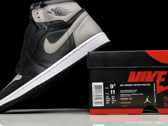 Official Maikesneakers 1 OG Jordan Air Retro Shadow Black High 555088-013 Grey 0618